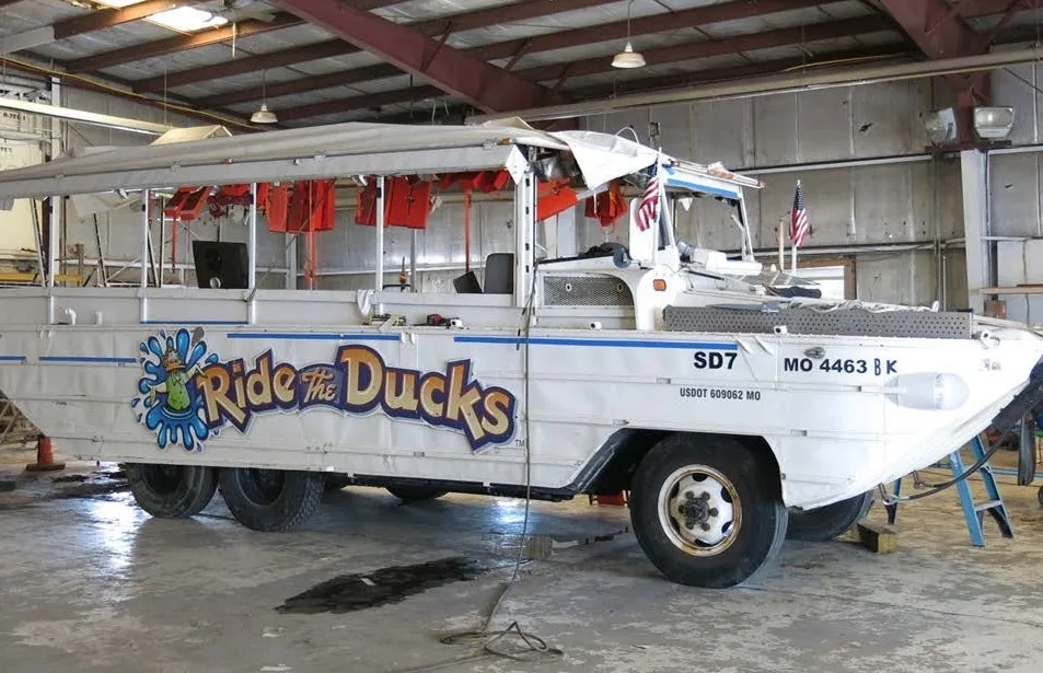 Ride the Ducks boat recovered from Table Rock Lake near Branson, Missouri, after a deadly accident in 2018