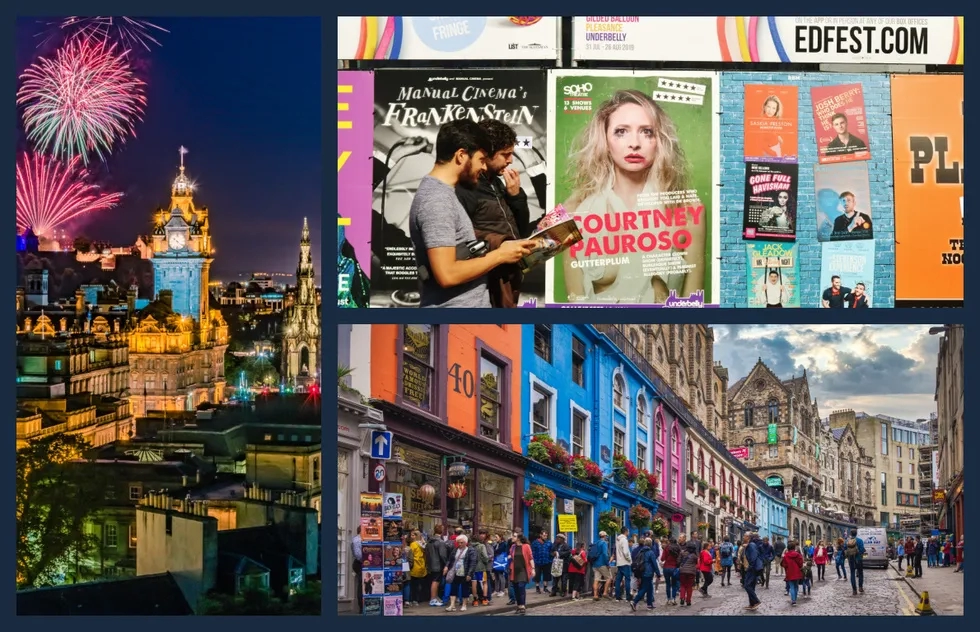 Scenes of Edinburgh, Scotland, during August festival season
