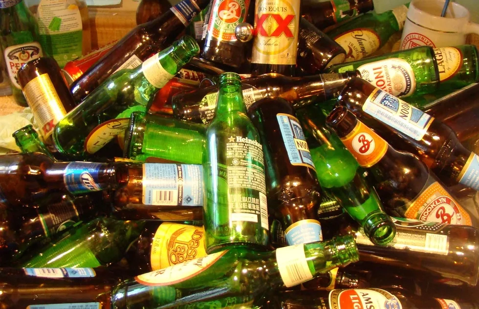 A bunch of empty beer bottles