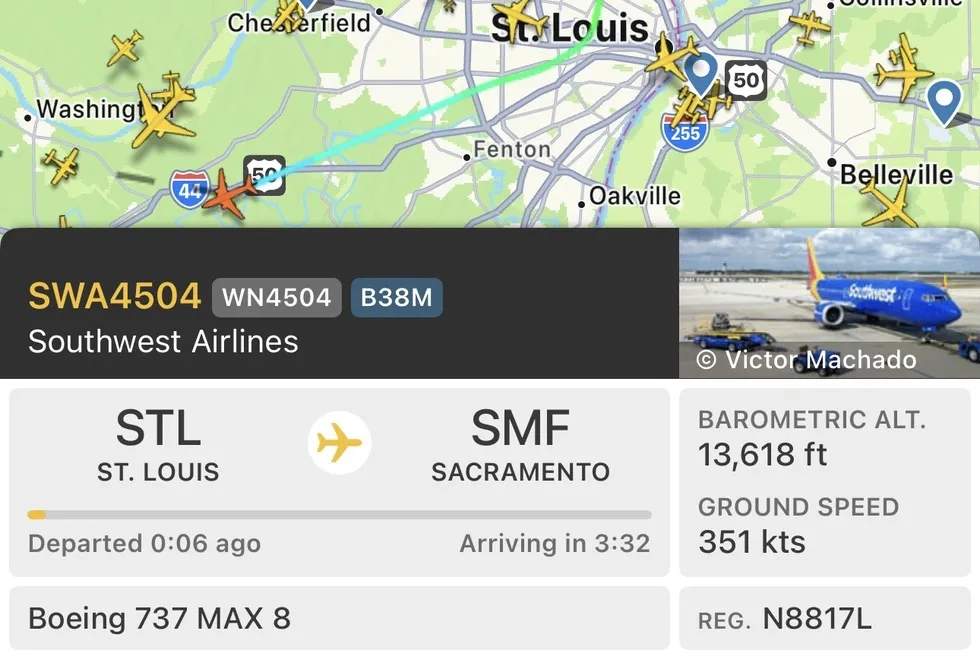 FlightRadar Flight Tracker screen grab from app 2024