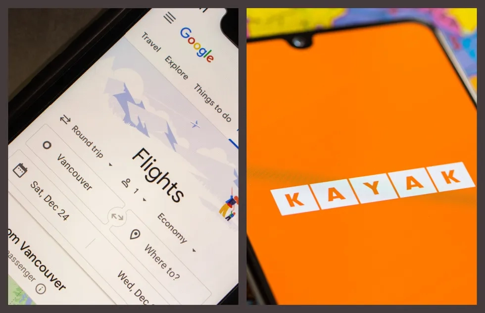 Google Flights and Kayak mobile apps