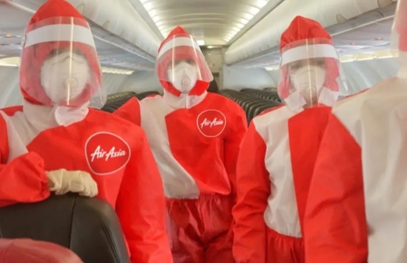 PPE suits being tested for cabin crews on AirAsia flights in the Philippines