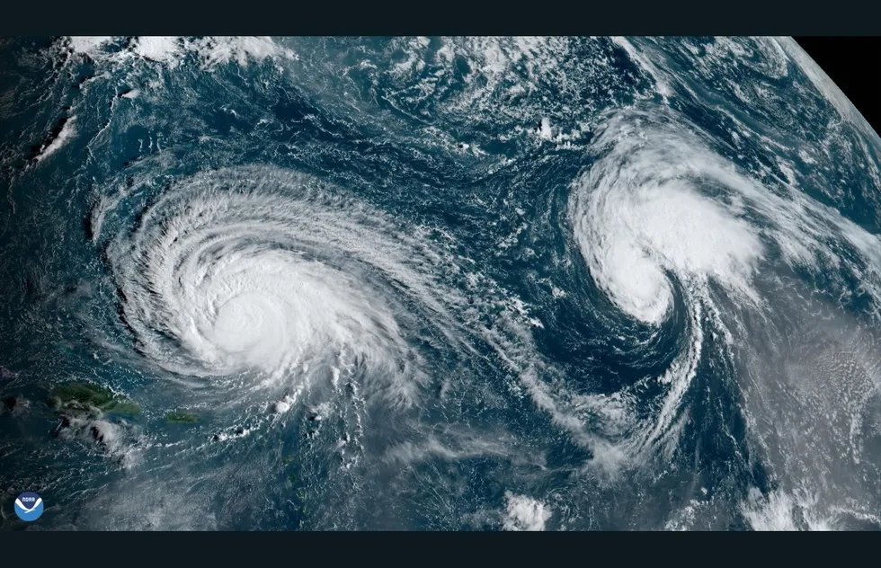 September 2023 satellite image of Hurricane Lee and Tropical Storm Margot
