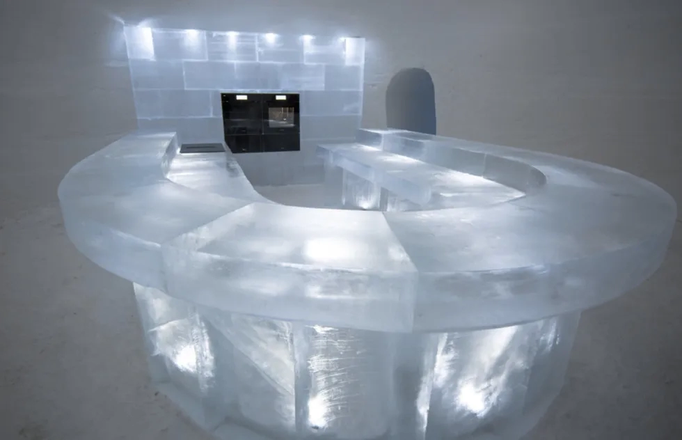 Frozen chef's table at Lapland Hotels SnowVillage in Finland