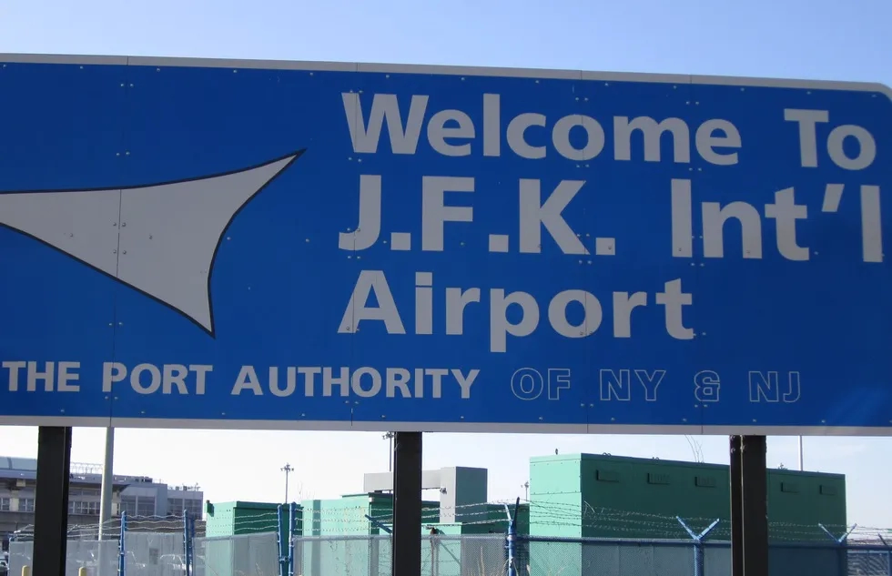 Welcome sign at John F. Kennedy International Airport in New York City