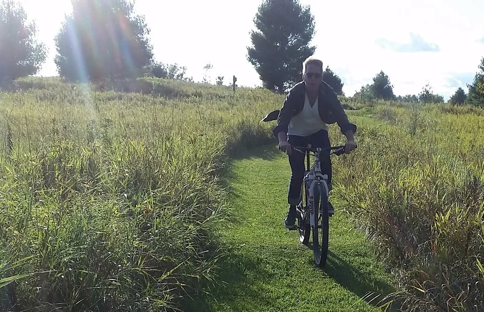 Biking in a field in Kohler, Wisconsin