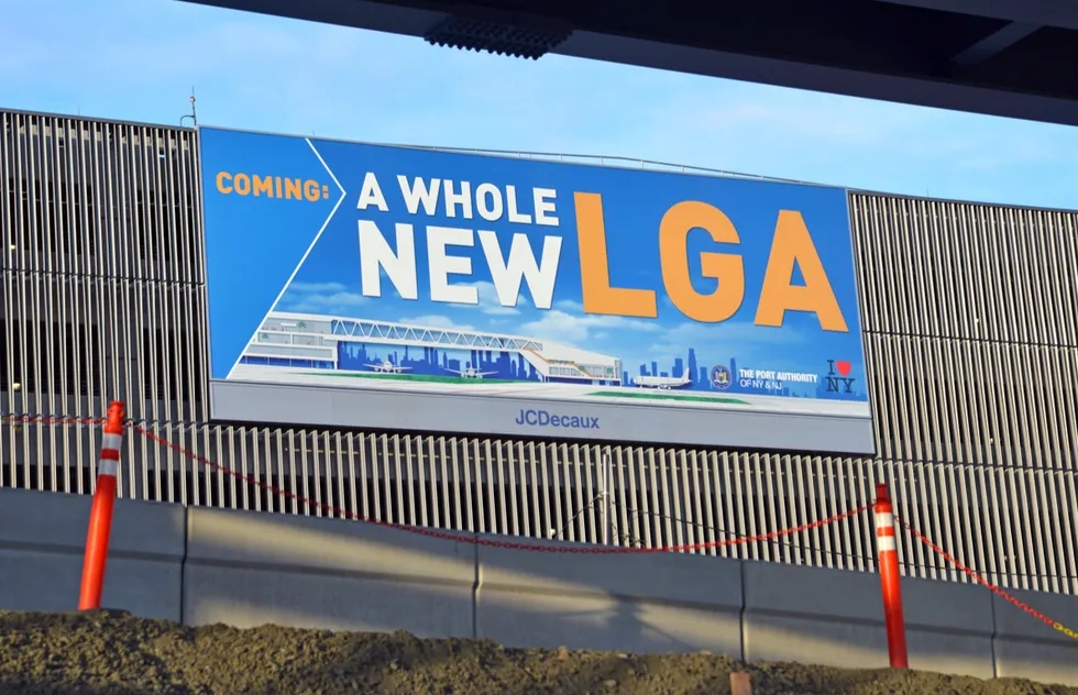 Coming-soon construction sign at LaGuardia Airport in New York City