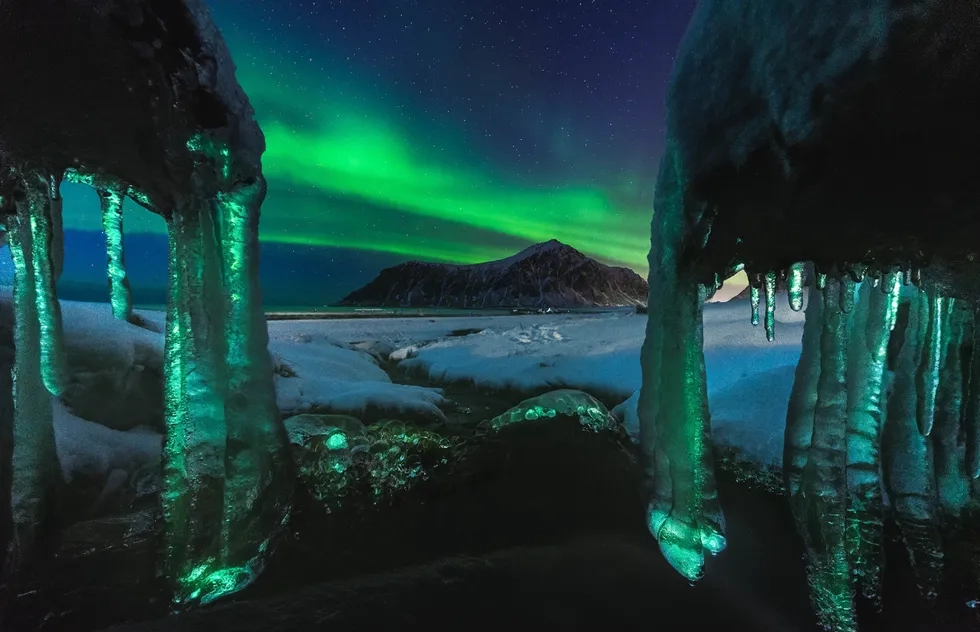 Northern lights in Norway's Lofoten Islands