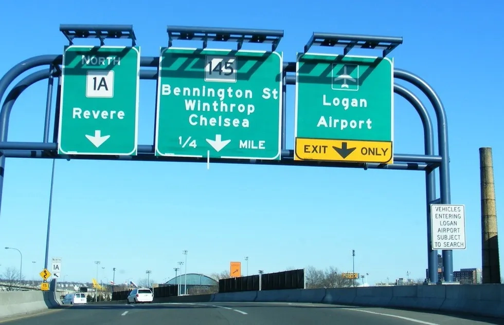Boston Logan Airport highway sign