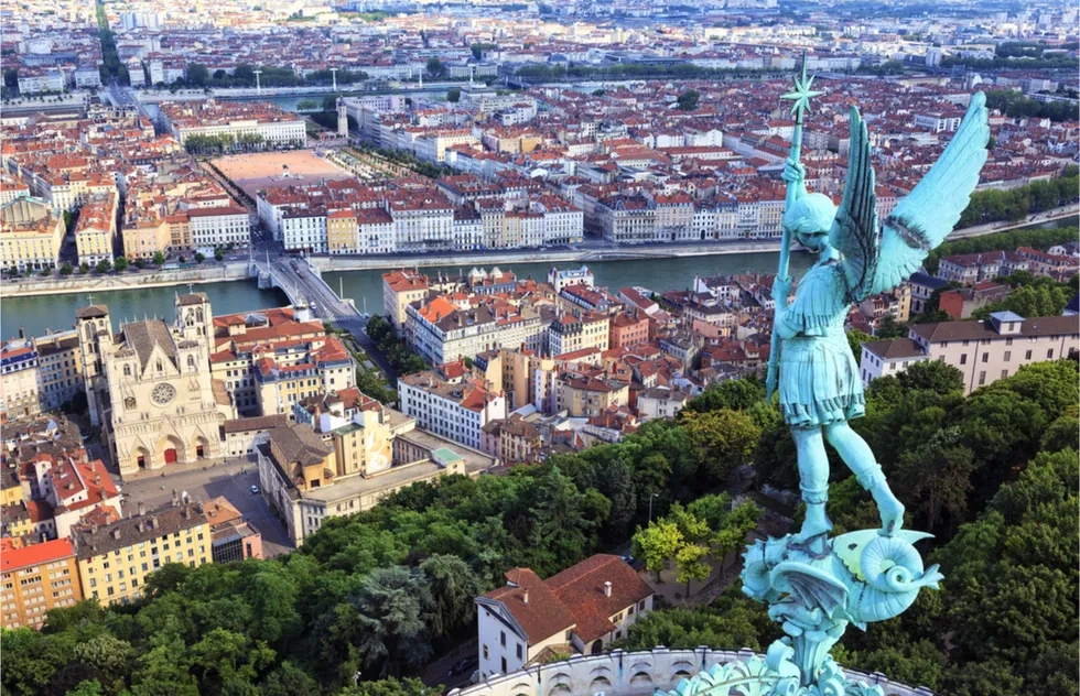 Lyon, France, Cityscape, Angel, Architecture, Travel, Europe