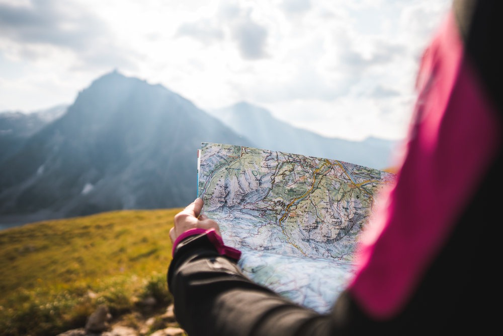 Map and mountain