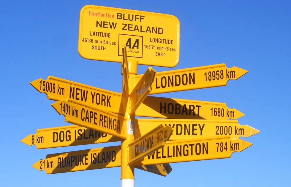 A Sign in Bluff, New Zealand