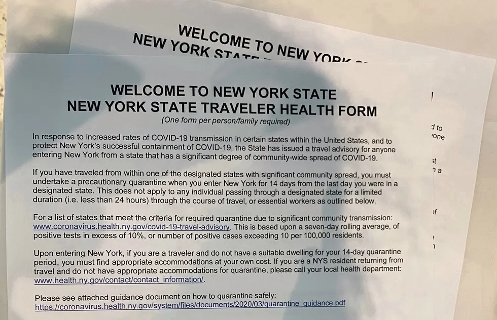 New York State Health Traveler Form