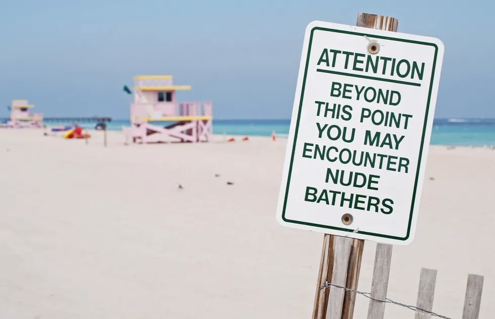 Nude beach sign