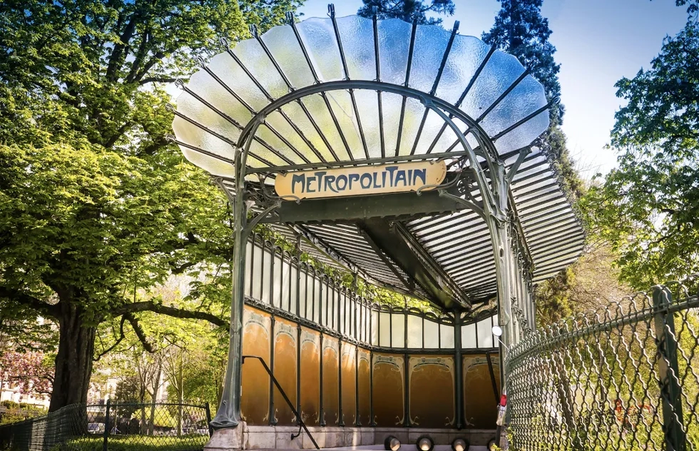 Art Nouveau entrance to a Paris Métro station
