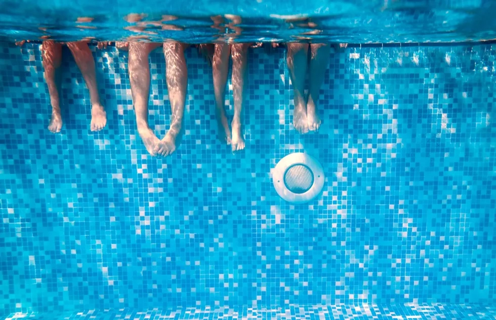 Under water in a swimming pool