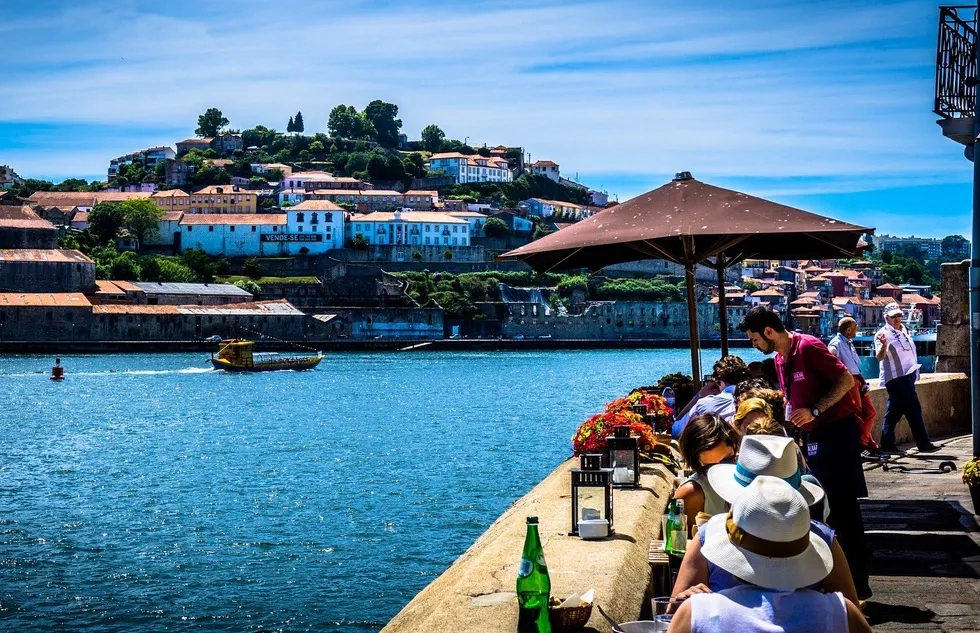 Riverside cafe in Porto, Portugal