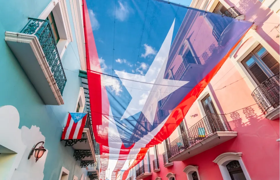 Puerto Rico flag in Old San Juan, Puerto Rico