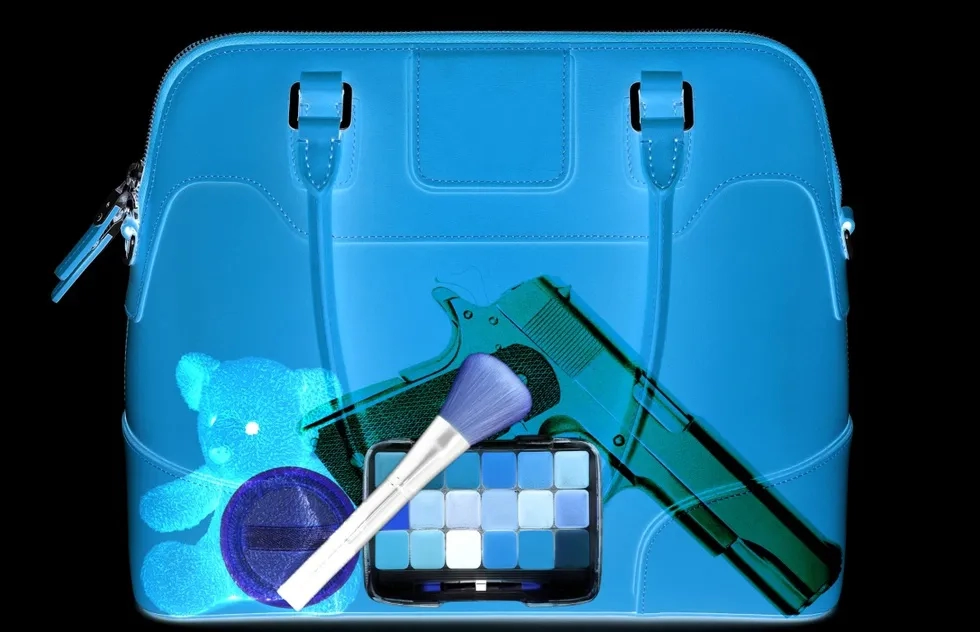 X-ray image of handgun in purse