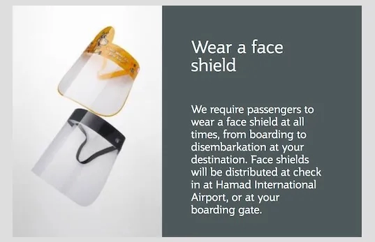 Qatar Airways face shields