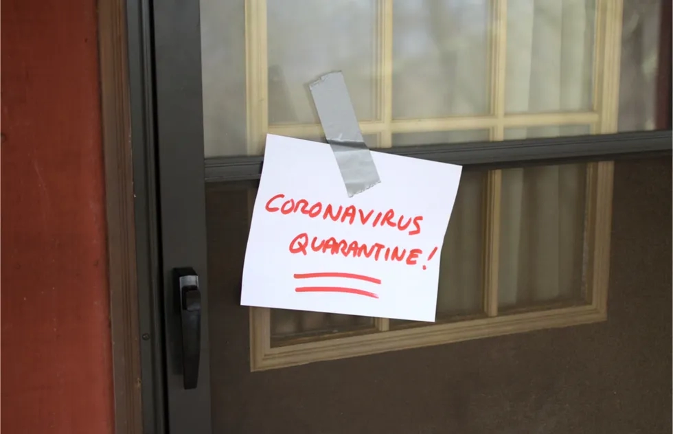 Quarantine sign, door