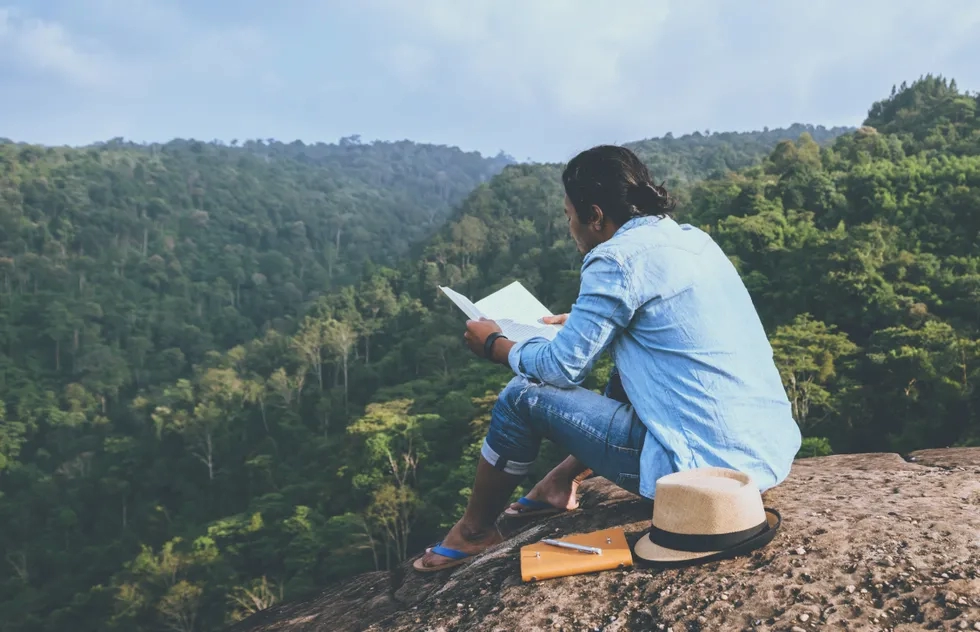 Reading on a mountain in Thailand