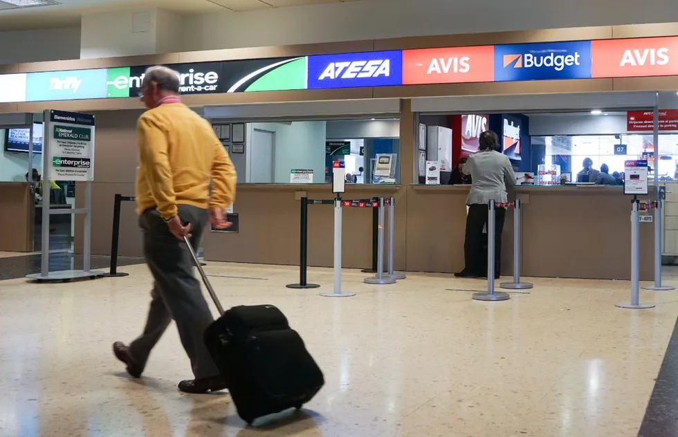 Airport rental car counter in Valencia, Spain