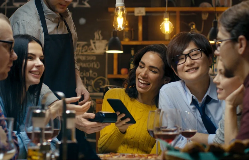 Paying the bill at a restaurant