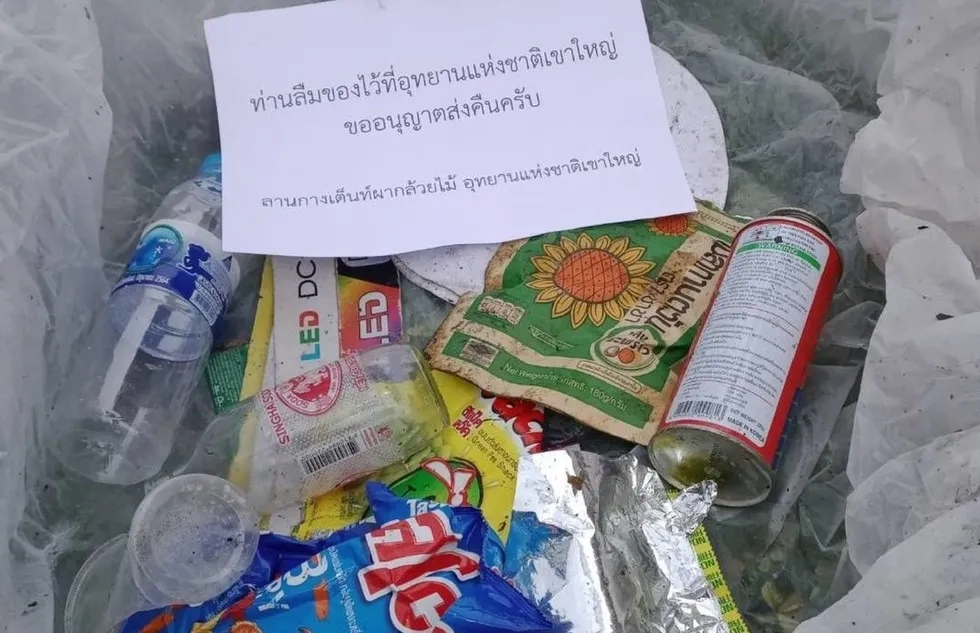 Trash returned to campers who littered at Khao Yai National Park in Thailand