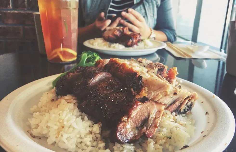 Plate of meat at restaurant in Richmond, British Columbia