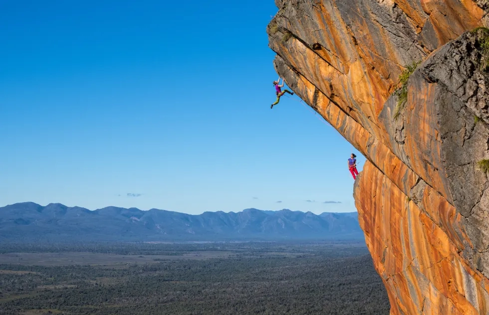Rock climbing at Grampians National Park in Victoria, Australia