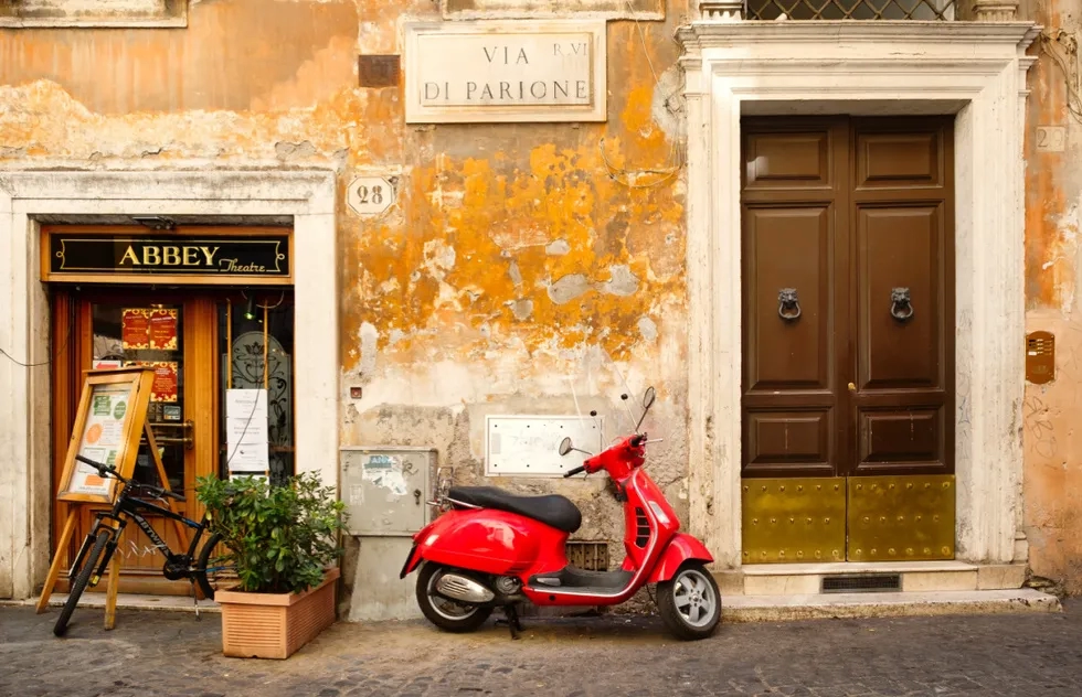 Street scene with scooter in Rome