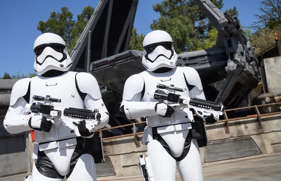 Stormtroopers at Star Wars: Galaxy's Edge in Disneyland
