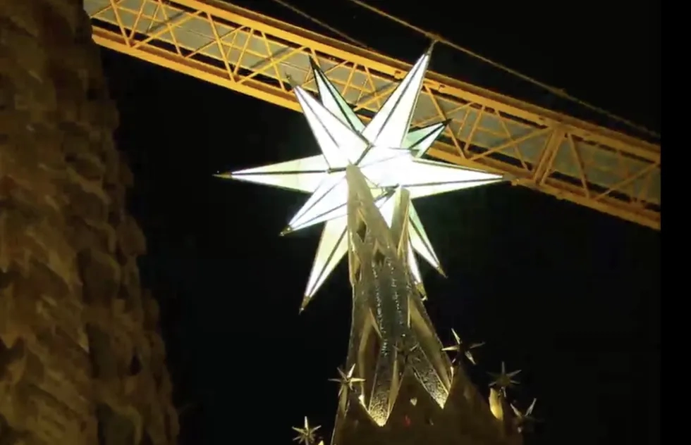 Star atop the tower of the Virgin Mary at La Sagrada Família basilica in Barcelona, Spain