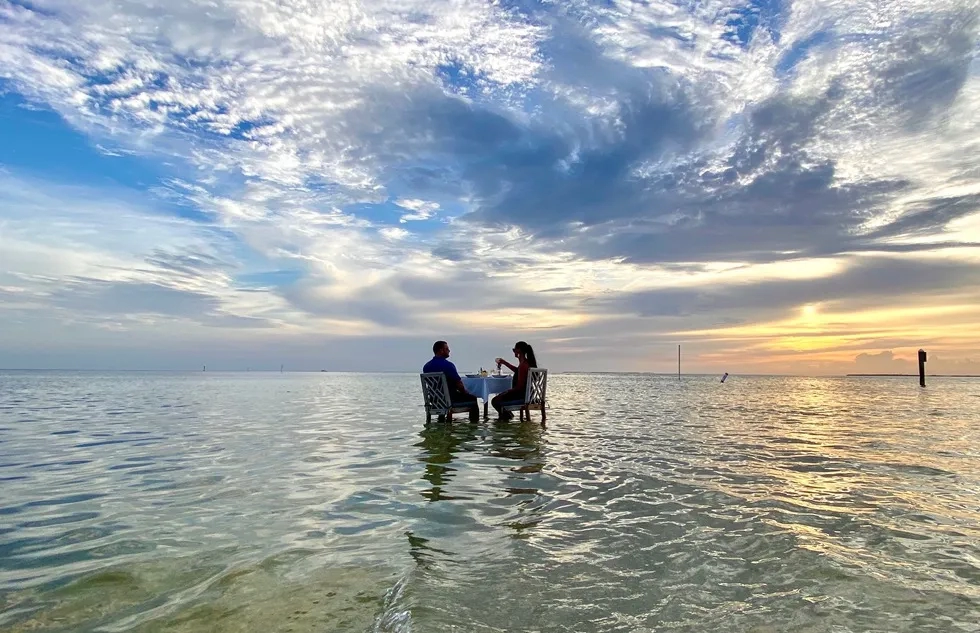 Sandbar dining at Little Palm Island Resort & Spa on Florida's Little Torch Key