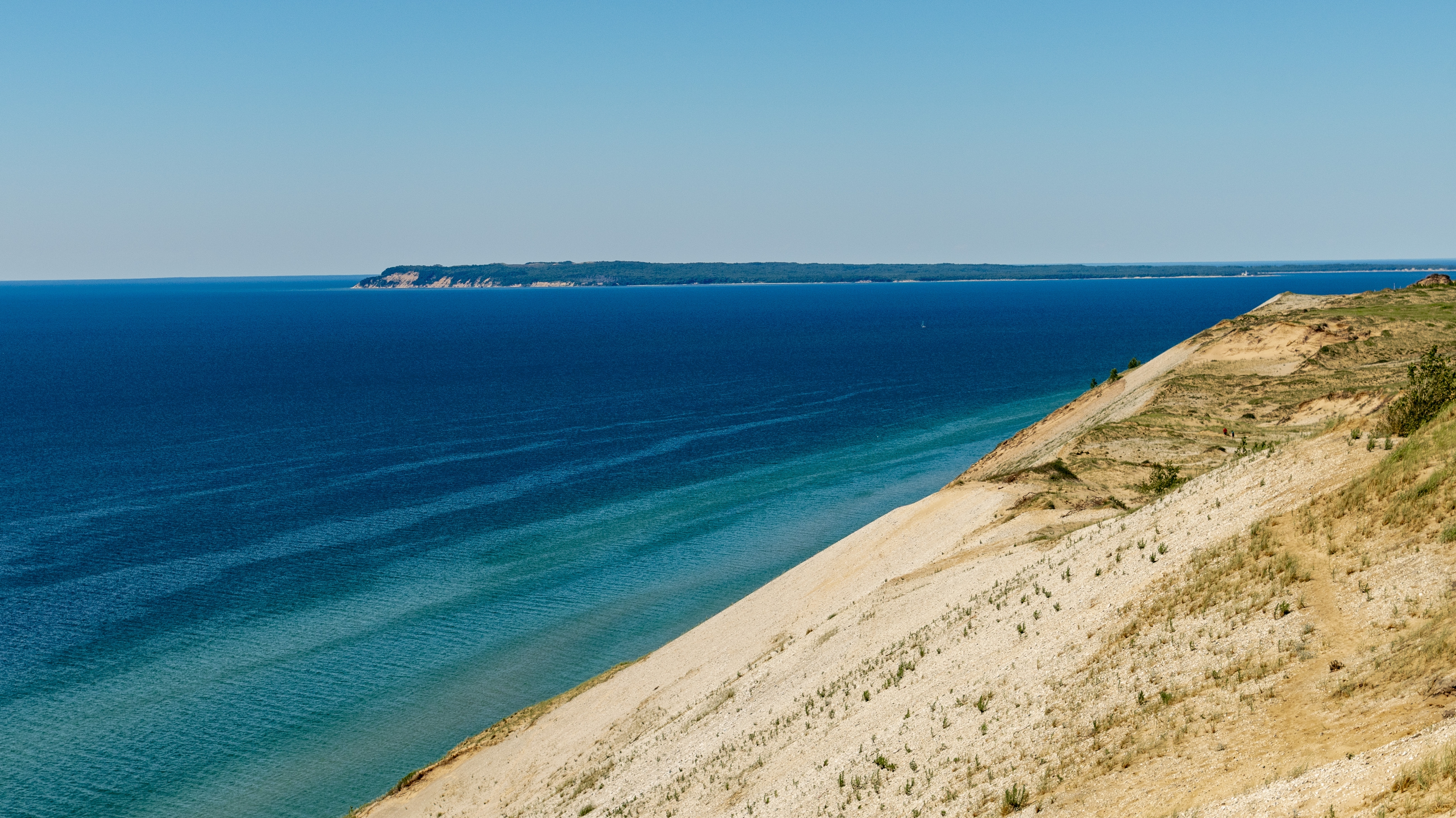 A view of the beautiful blue waters of Lake Michigan from the Sleeping Bear Dunes National Seashore.