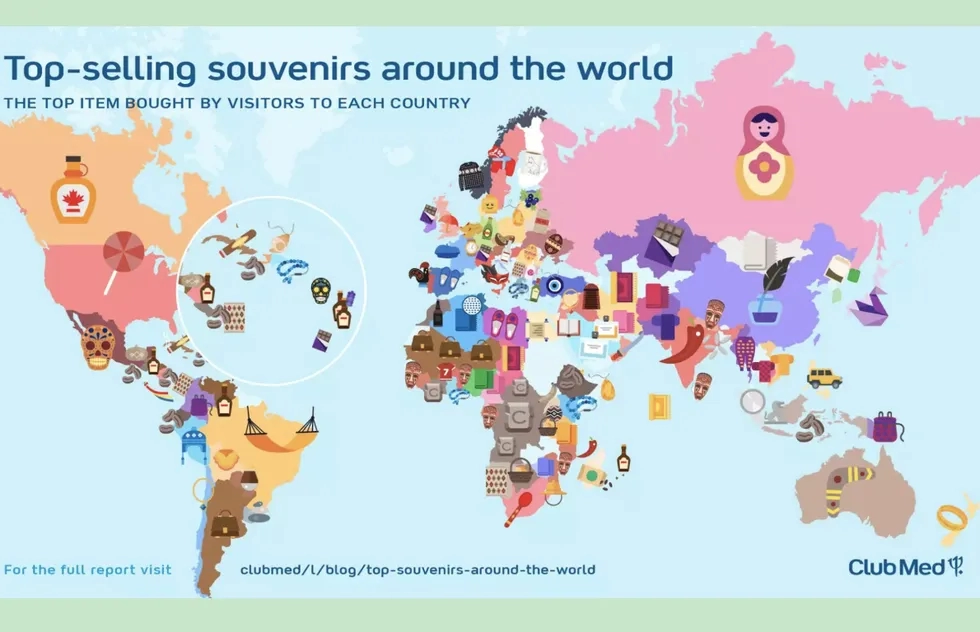 Top souvenirs world map