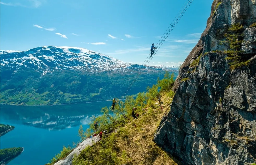 Stigull Stairway at Via Ferrata Loen in western Norway