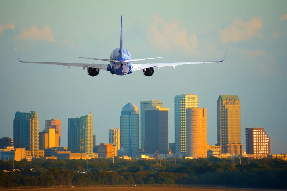 Tampa Bay International Airport, Tampa, Florida, Airplane, Airport, Landing, Cityscape