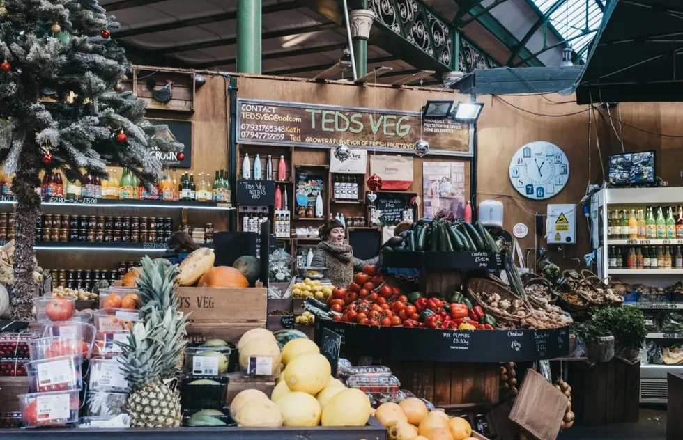 Ted's Veg produce stand at Borough Market in London