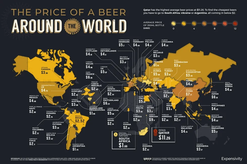 Price of a beer map
