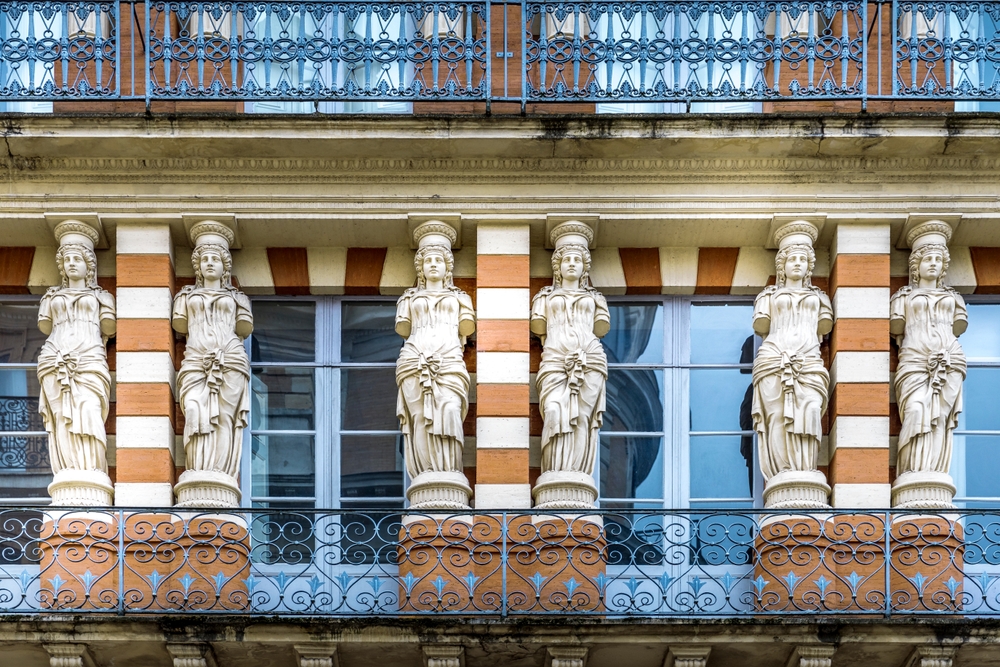 Facade of Hotel des Cariatides, Toulouse, France