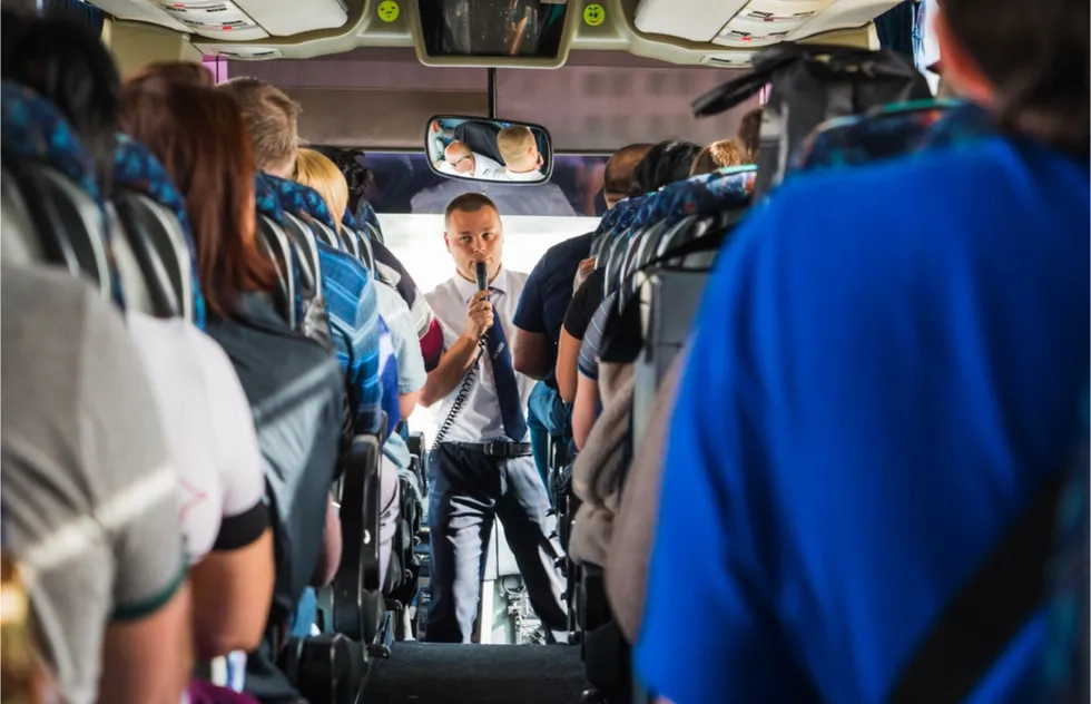 Tour guide, bus tour