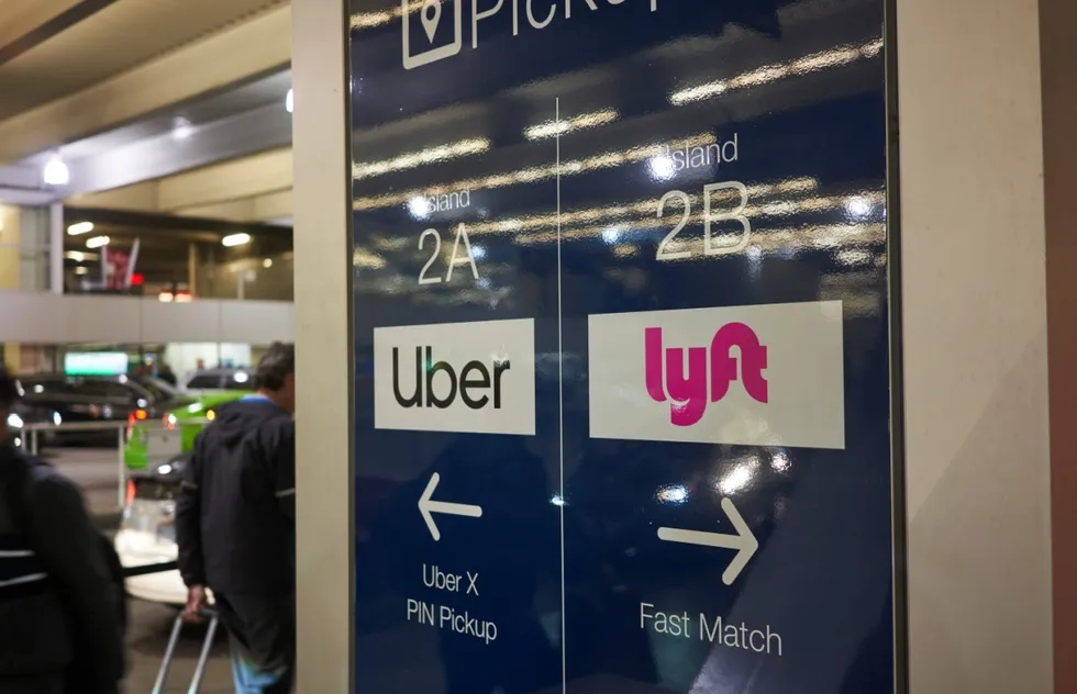 Uber/Lyft pickup spot at Portland International Airport in Oregon