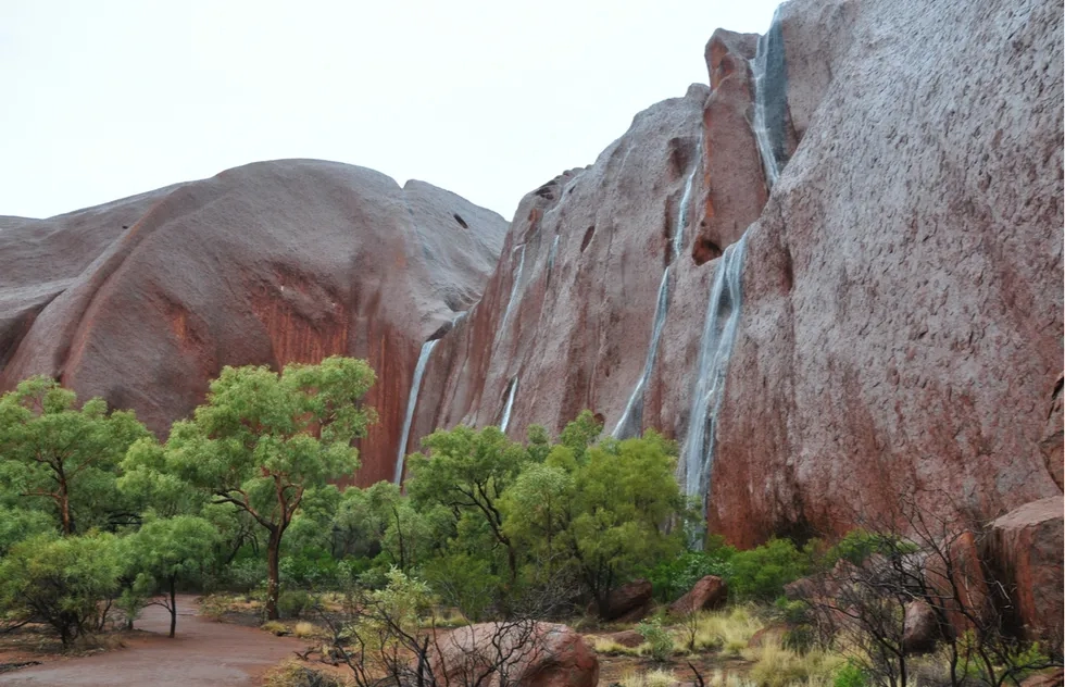 Rare waterfalls at Australia's Uluru in 2010