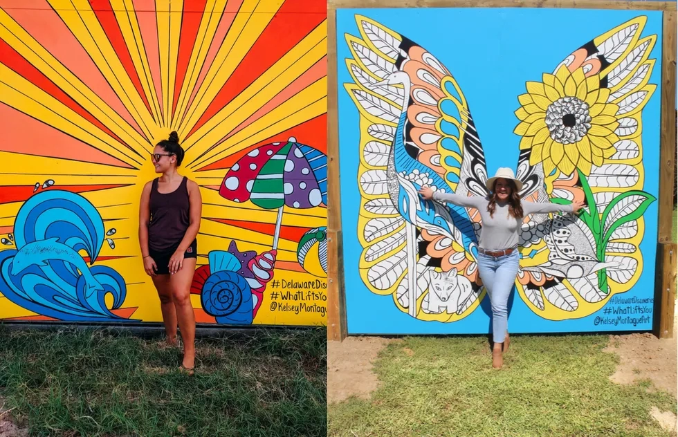 Murals by Kelsey Montague on the Delaware Discoveries trail