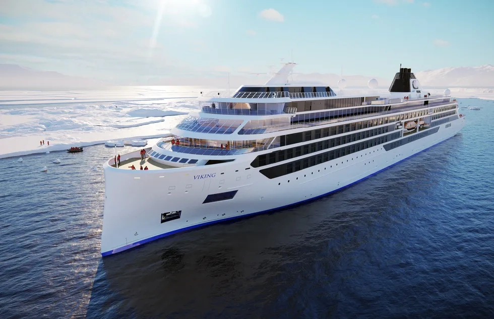 Viking Expeditions ship in polar waters (rendering)