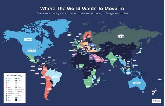 Map, Remitly, Where the World Wants to Move, World Map
