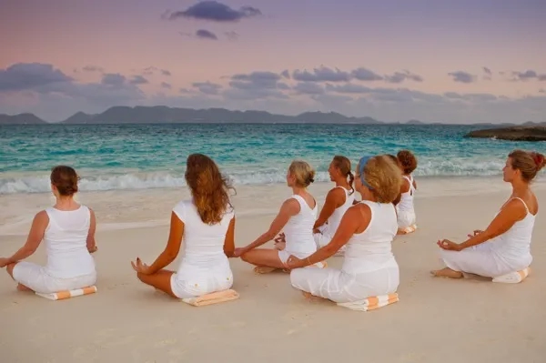 Yoga on the beach at Cap Juluca, Anguilla