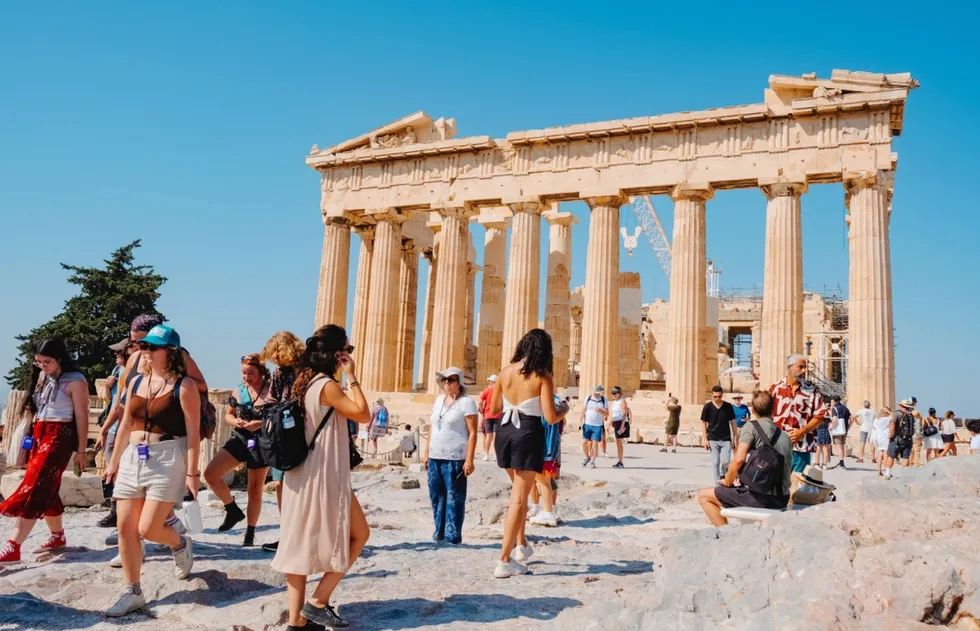 crowd at Acropolis, Athens, Greece, August 2022